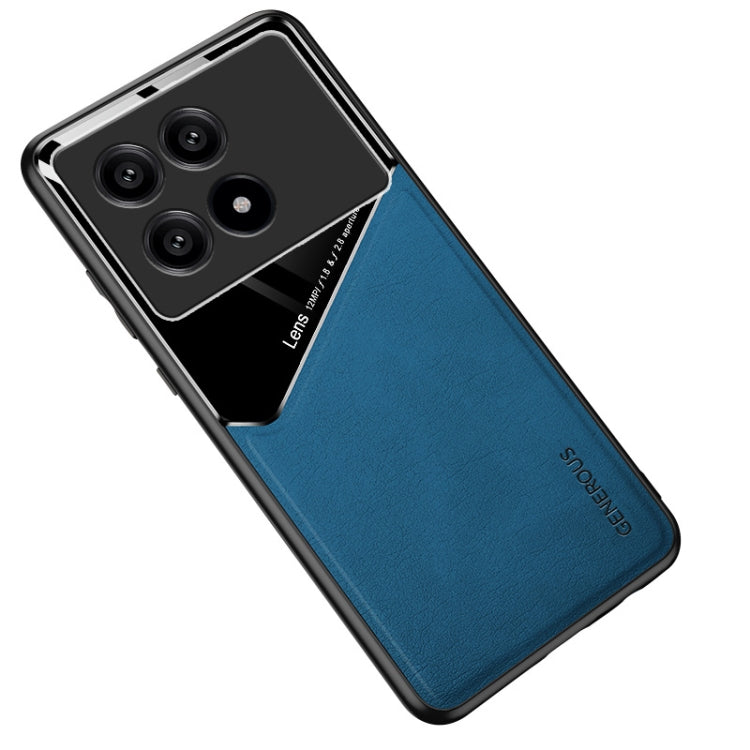 For Xiaomi Redmi K70 All-inclusive Leather Organic Glass Phone Case with Metal Iron Sheet(Blue) - Xiaomi Cases by buy2fix | Online Shopping UK | buy2fix