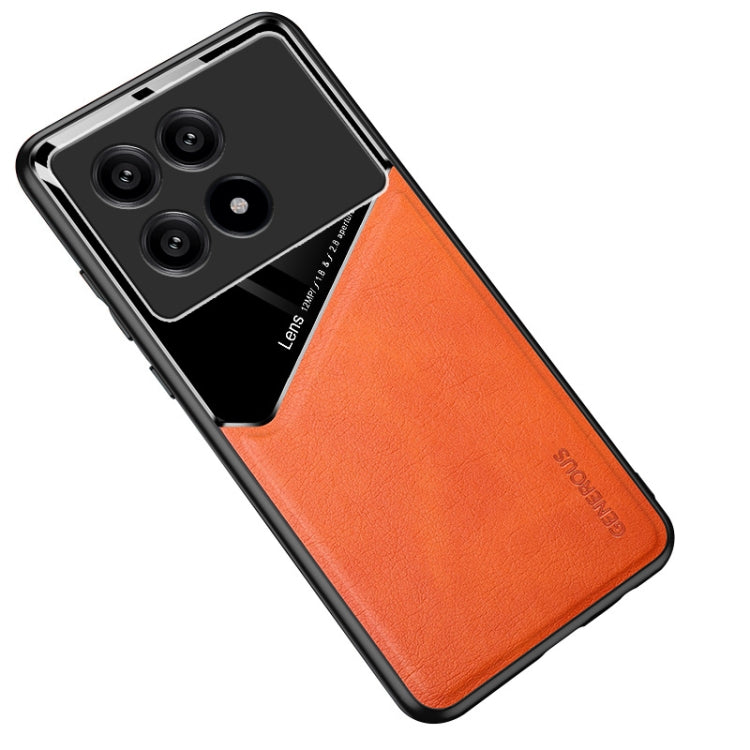 For Xiaomi Redmi K70 All-inclusive Leather Organic Glass Phone Case with Metal Iron Sheet(Yellow) - Xiaomi Cases by buy2fix | Online Shopping UK | buy2fix
