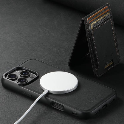 For iPhone 16e Suteni H17 Litchi Texture Leather MagSafe Detachable Wallet Phone Case(Black) - iPhone 16e Cases by Suteni | Online Shopping UK | buy2fix
