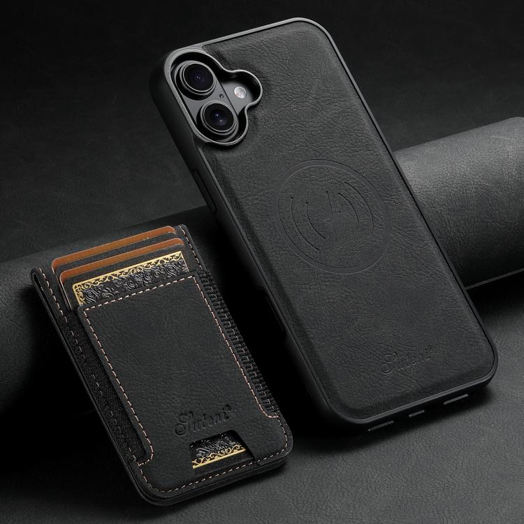 For iPhone 17 Suteni H17 Litchi Texture Leather MagSafe Detachable Wallet Phone Case(Black) - iPhone 17 Cases by Suteni | Online Shopping UK | buy2fix