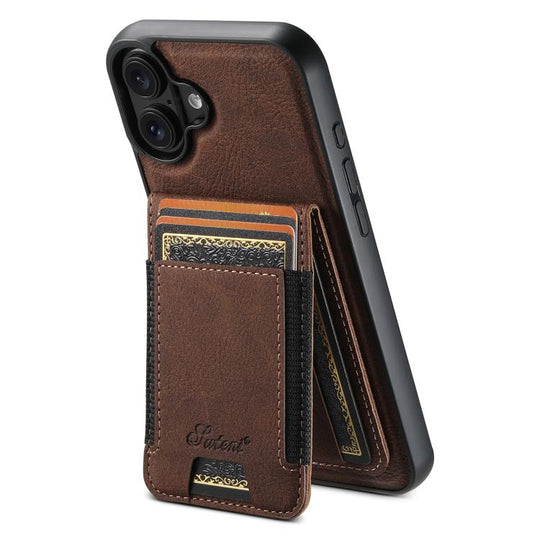 For iPhone 17 Suteni H17 Litchi Texture Leather MagSafe Detachable Wallet Phone Case(Brown)