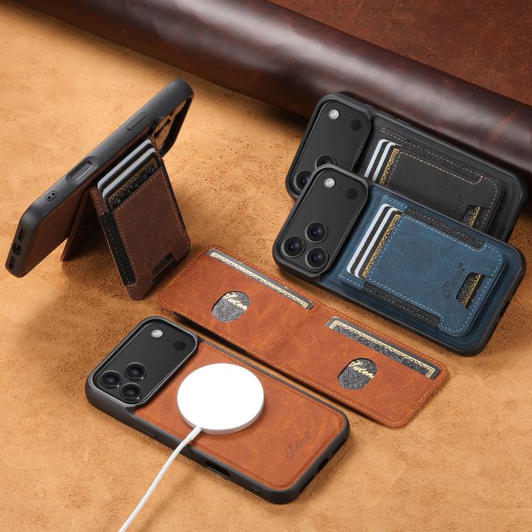 For iPhone 17 Air Suteni H17 Litchi Texture Leather MagSafe Detachable Wallet Phone Case(Black) - iPhone 17 Air Cases by Suteni | Online Shopping UK | buy2fix