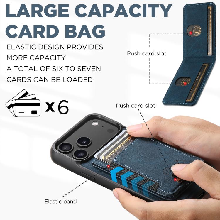 For iPhone 17 Air Suteni H17 Litchi Texture Leather MagSafe Detachable Wallet Phone Case(Blue) - iPhone 17 Air Cases by Suteni | Online Shopping UK | buy2fix