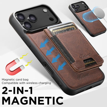 For iPhone 17 Pro Suteni H17 Litchi Texture Leather MagSafe Detachable Wallet Phone Case(Brown) - iPhone 17 Pro Cases by Suteni | Online Shopping UK | buy2fix