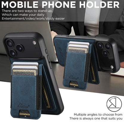 For iPhone 17 Pro Suteni H17 Litchi Texture Leather MagSafe Detachable Wallet Phone Case(Blue) - iPhone 17 Pro Cases by Suteni | Online Shopping UK | buy2fix