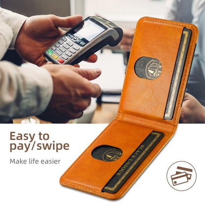 For iPhone 16e Suteni H17 Oil Eax Leather MagSafe Detachable Wallet Phone Case(Khaki) - iPhone 16e Cases by Suteni | Online Shopping UK | buy2fix