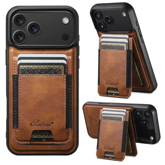 For iPhone 17 Pro Max Suteni H17 Oil Eax Leather MagSafe Detachable Wallet Phone Case(Brown) - iPhone 17 Pro Max Cases by Suteni | Online Shopping UK | buy2fix