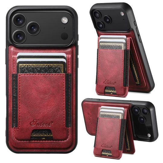 For iPhone 17 Pro Max Suteni H17 Oil Eax Leather MagSafe Detachable Wallet Phone Case(Red)