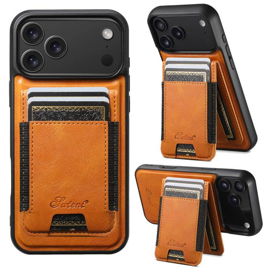 For iPhone 17 Pro Max Suteni H17 Oil Eax Leather MagSafe Detachable Wallet Phone Case(Khaki) - iPhone 17 Pro Max Cases by Suteni | Online Shopping UK | buy2fix