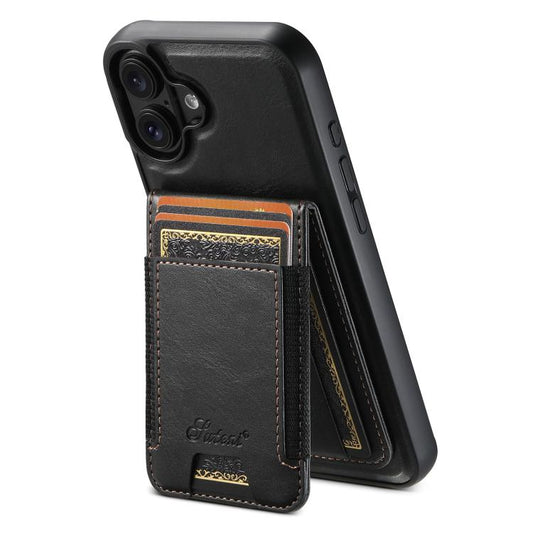 For iPhone 17  Suteni H17 Oil Eax Leather MagSafe Detachable Wallet Phone Case(Black) - iPhone 17 Cases by Suteni | Online Shopping UK | buy2fix
