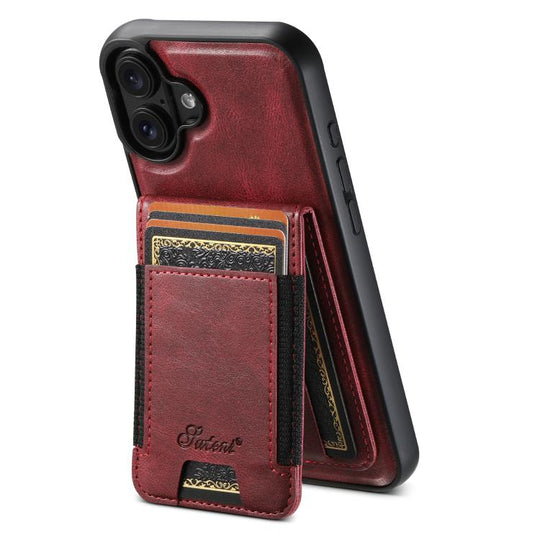 For iPhone 17  Suteni H17 Oil Eax Leather MagSafe Detachable Wallet Phone Case(Red)