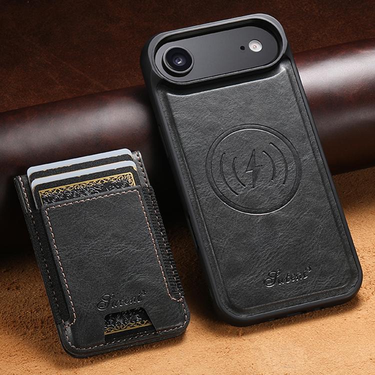 For iPhone Air Suteni H17 Oil Eax Leather MagSafe Detachable Wallet Phone Case(Black) - iPhone Air Cases by Suteni | Online Shopping UK | buy2fix