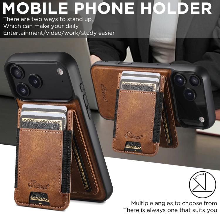 For iPhone Air Suteni H17 Oil Eax Leather MagSafe Detachable Wallet Phone Case(Brown) - iPhone Air Cases by Suteni | Online Shopping UK | buy2fix