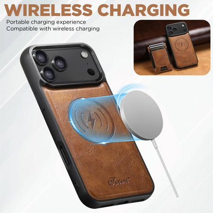 For iPhone Air Suteni H17 Oil Eax Leather MagSafe Detachable Wallet Phone Case(Brown) - iPhone Air Cases by Suteni | Online Shopping UK | buy2fix