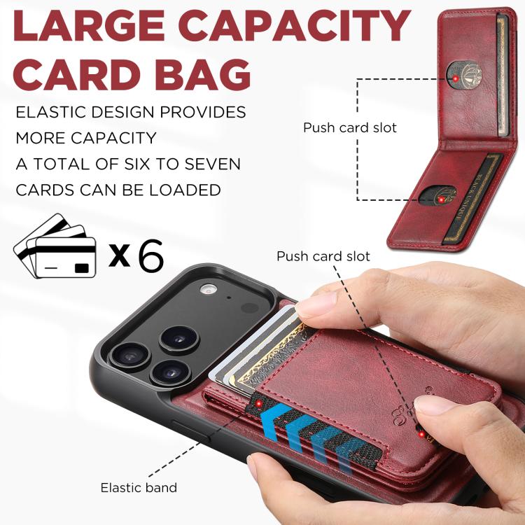 For iPhone 17 Air Suteni H17 Oil Eax Leather MagSafe Detachable Wallet Phone Case(Red) - iPhone 17 Air Cases by Suteni | Online Shopping UK | buy2fix