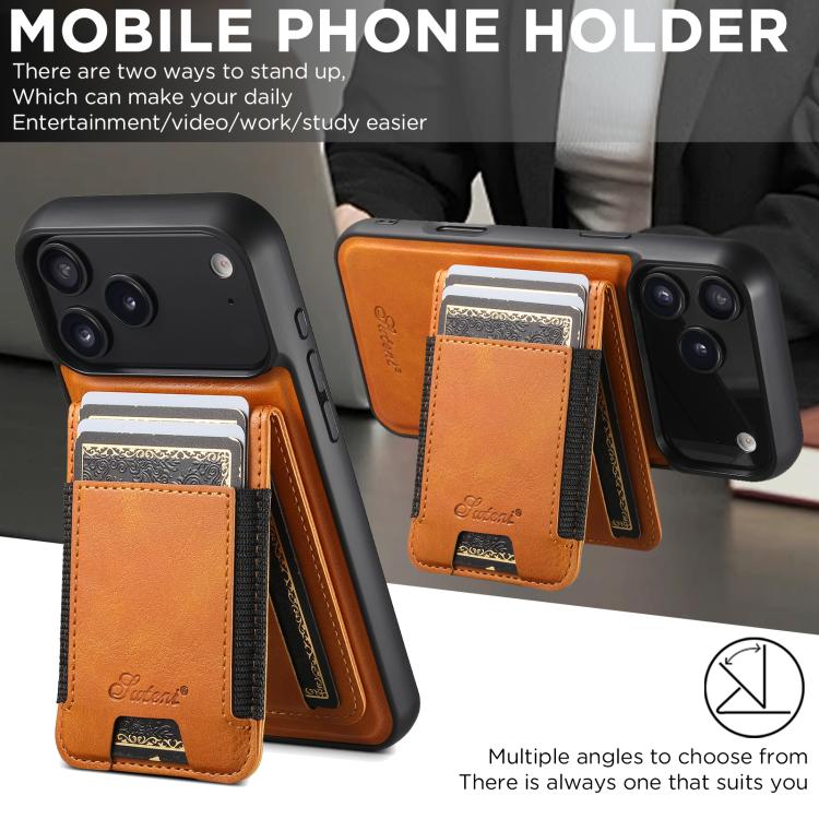 For iPhone 17 Air Suteni H17 Oil Eax Leather MagSafe Detachable Wallet Phone Case(Khaki) - iPhone 17 Air Cases by Suteni | Online Shopping UK | buy2fix
