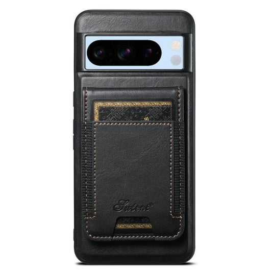 For Google Pixel 8 Pro Suteni H17 Oil Eax Leather Detachable Wallet Phone Case(Black) - Google Cases by Suteni | Online Shopping UK | buy2fix