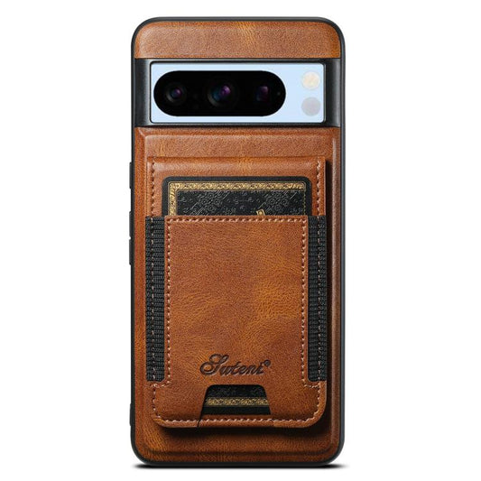 For Google Pixel 8 Pro Suteni H17 Oil Eax Leather Detachable Wallet Phone Case(Brown) - Google Cases by Suteni | Online Shopping UK | buy2fix