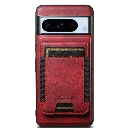 For Google Pixel 8 Pro Suteni H17 Oil Eax Leather Detachable Wallet Phone Case(Red) - Google Cases by Suteni | Online Shopping UK | buy2fix