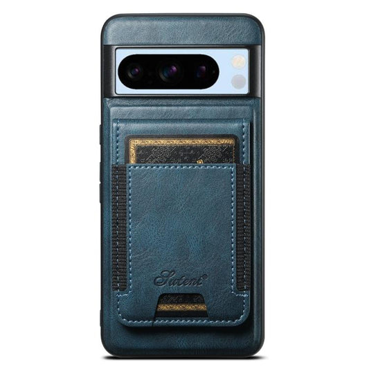 For Google Pixel 8 Pro Suteni H17 Oil Eax Leather Detachable Wallet Phone Case(Blue) - Google Cases by Suteni | Online Shopping UK | buy2fix