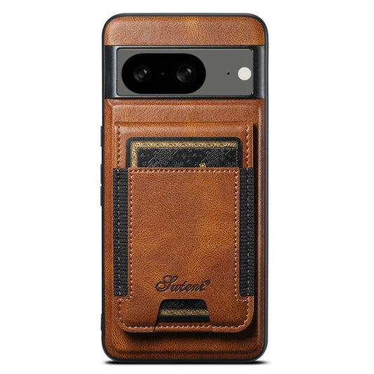 For Google Pixel 8 Suteni H17 Oil Eax Leather Detachable Wallet Phone Case(Brown) - Google Cases by Suteni | Online Shopping UK | buy2fix