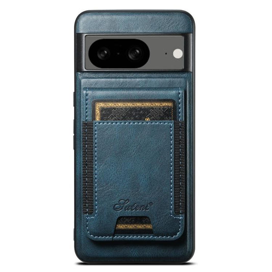 For Google Pixel 8 Suteni H17 Oil Eax Leather Detachable Wallet Phone Case(Blue) - Google Cases by Suteni | Online Shopping UK | buy2fix