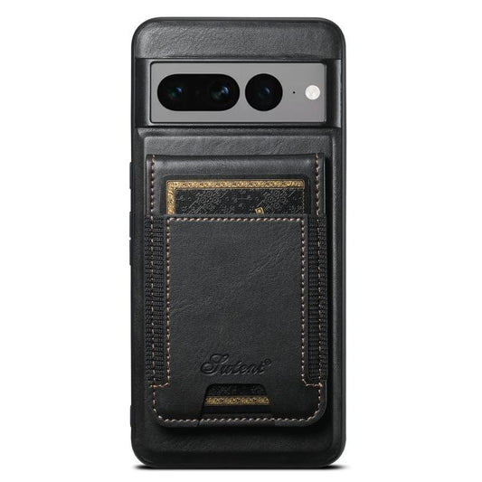 For Google Pixel 7 Pro Suteni H17 Oil Eax Leather Detachable Wallet Phone Case(Black) - Google Cases by Suteni | Online Shopping UK | buy2fix