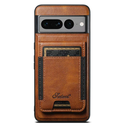 For Google Pixel 7 Pro Suteni H17 Oil Eax Leather Detachable Wallet Phone Case(Brown) by Suteni