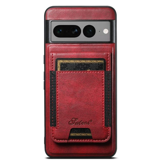 For Google Pixel 7 Pro Suteni H17 Oil Eax Leather Detachable Wallet Phone Case(Red) - Google Cases by Suteni | Online Shopping UK | buy2fix