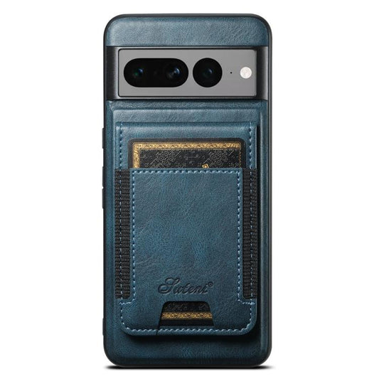 For Google Pixel 7 Pro Suteni H17 Oil Eax Leather Detachable Wallet Phone Case(Blue) - Google Cases by Suteni | Online Shopping UK | buy2fix