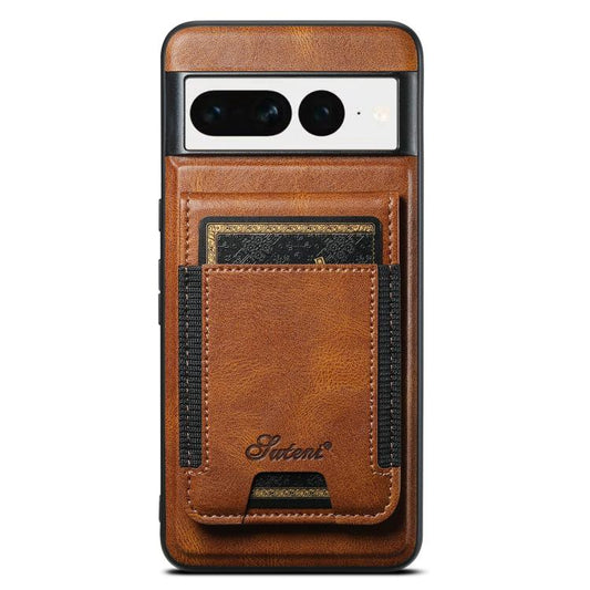 For Google Pixel 7 Suteni H17 Oil Eax Leather Detachable Wallet Phone Case(Brown) - Google Cases by Suteni | Online Shopping UK | buy2fix