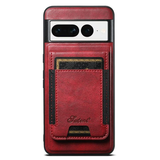 For Google Pixel 7 Suteni H17 Oil Eax Leather Detachable Wallet Phone Case(Red) - Google Cases by Suteni | Online Shopping UK | buy2fix