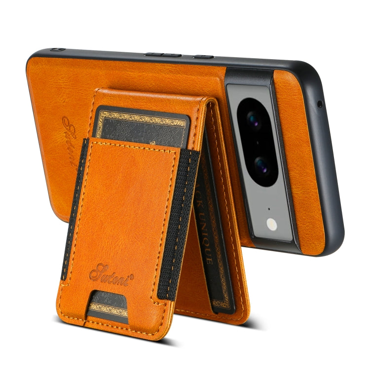 For Google Pixel 7 Suteni H17 Oil Eax Leather Detachable Wallet Phone Case(Khaki) - Google Cases by Suteni | Online Shopping UK | buy2fix