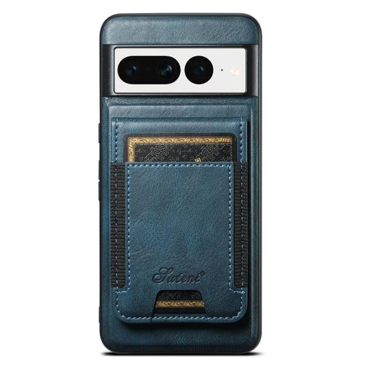 For Google Pixel 7 Suteni H17 Oil Eax Leather Detachable Wallet Phone Case(Blue) - Google Cases by Suteni | Online Shopping UK | buy2fix