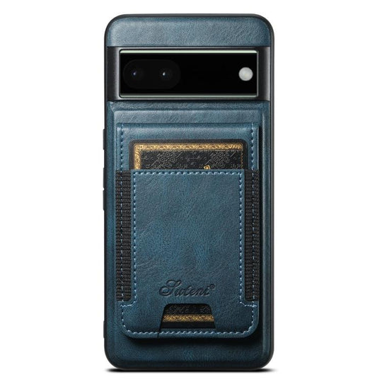 For Google Pixel 6a Suteni H17 Oil Eax Leather Detachable Wallet Phone Case(Blue)