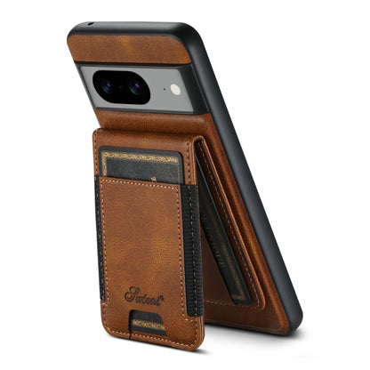 For Google Pixel 8a Suteni H17 Oil Eax Leather Detachable Wallet Phone Case(Brown) by Suteni