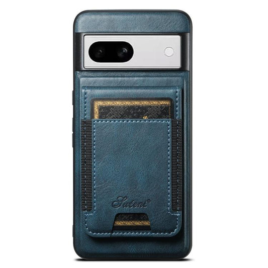 For Google Pixel 8a Suteni H17 Oil Eax Leather Detachable Wallet Phone Case(Blue) - Google Cases by Suteni | Online Shopping UK | buy2fix
