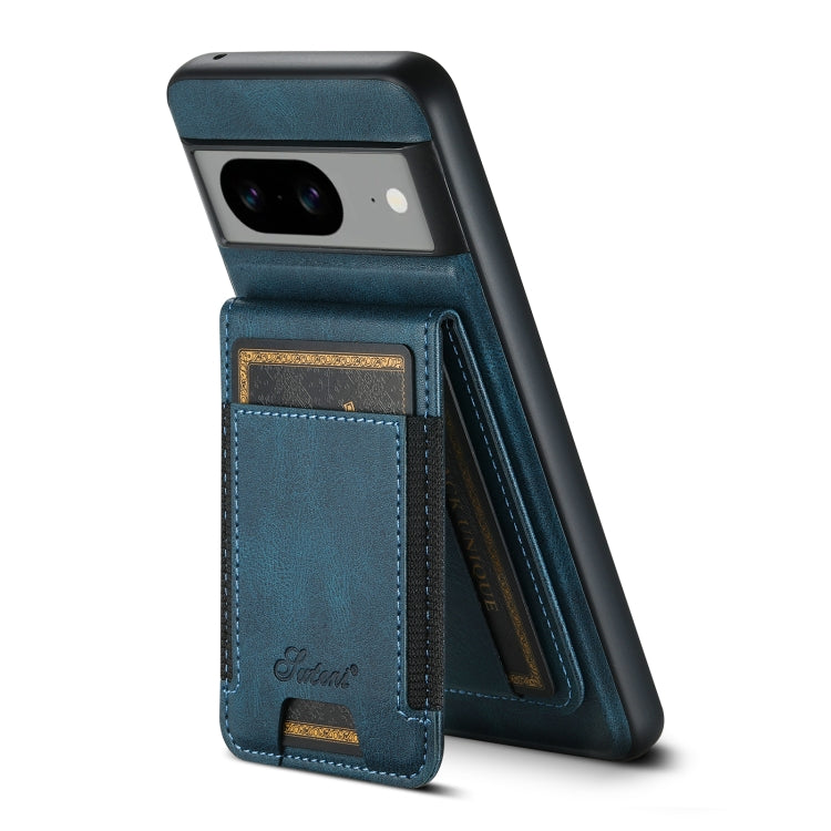 For Google Pixel 8a Suteni H17 Oil Eax Leather Detachable Wallet Phone Case(Blue) - Google Cases by Suteni | Online Shopping UK | buy2fix