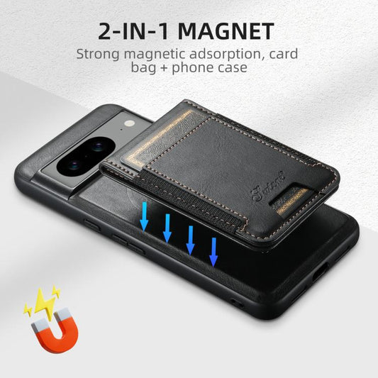 For Google Pixel 10 Pro Suteni H17 Oil Eax Leather Detachable Wallet Phone Case(Black) - Google Cases by Suteni | Online Shopping UK | buy2fix