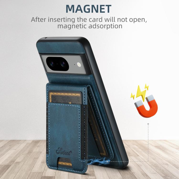 For Google Pixel 10 Pro Suteni H17 Oil Eax Leather Detachable Wallet Phone Case(Blue) - Google Cases by Suteni | Online Shopping UK | buy2fix