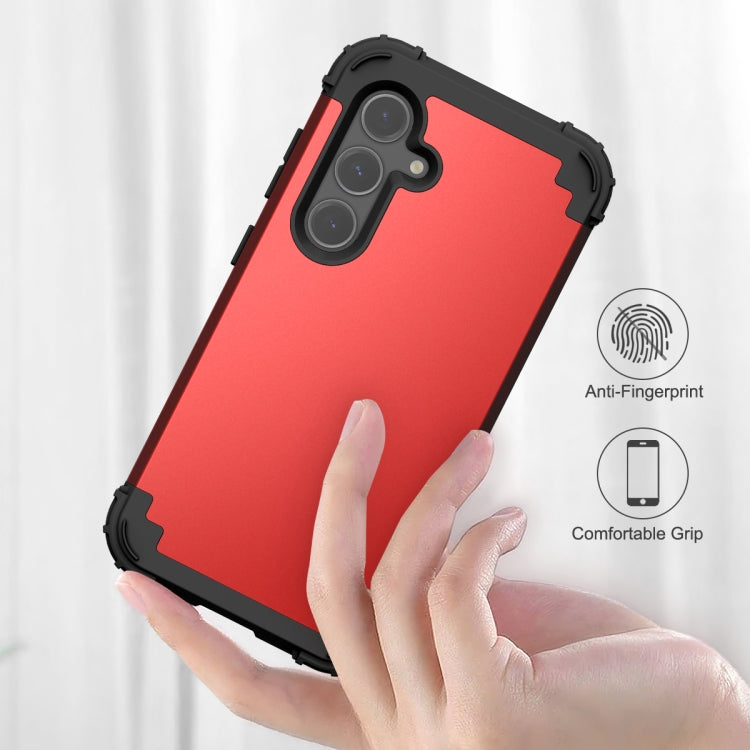 For Samsung Galaxy S24 5G 3 in 1 Silicone Hybrid PC Shockproof Phone Case(Red) - Galaxy S24 5G Cases by buy2fix | Online Shopping UK | buy2fix