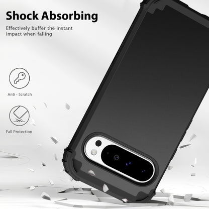 For Google Pixel 9 Pro XL 3 in 1 Silicone Hybrid PC Shockproof Phone Case(Black) by buy2fix