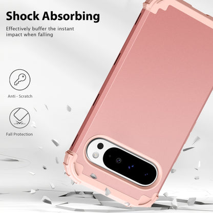 For Google Pixel 9 Pro XL 3 in 1 Silicone Hybrid PC Shockproof Phone Case(Rose Gold) by buy2fix