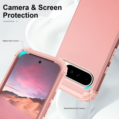For Google Pixel 9 Pro XL 3 in 1 Silicone Hybrid PC Shockproof Phone Case(Rose Gold) by buy2fix