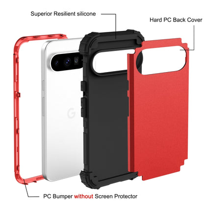 For Google Pixel 9 Pro XL 3 in 1 Silicone Hybrid PC Shockproof Phone Case(Red) by buy2fix