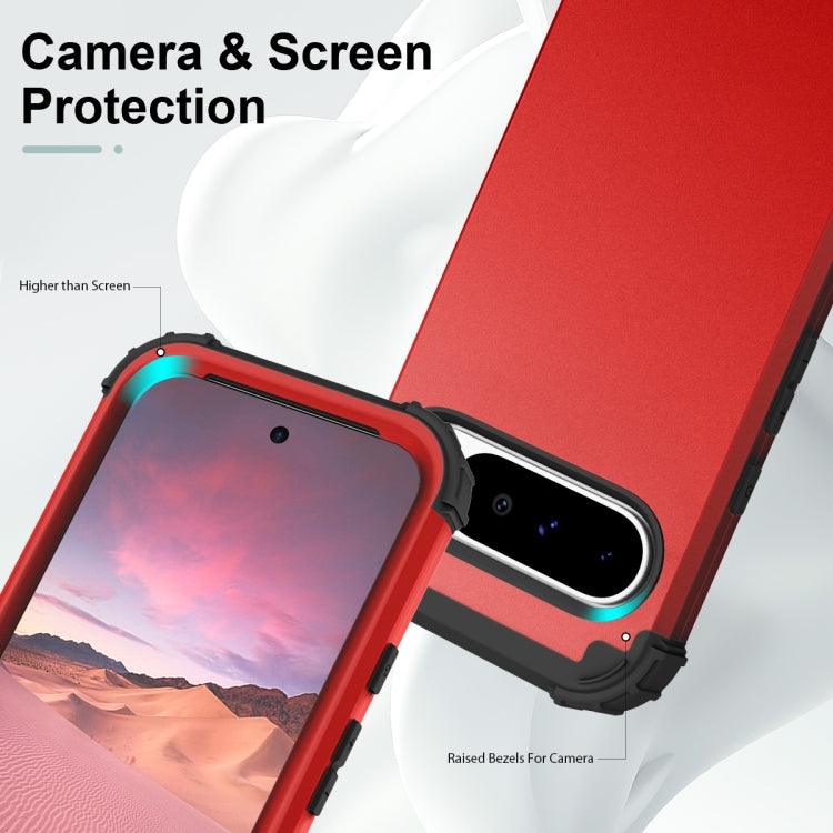 For Google Pixel 9 Pro XL 3 in 1 Silicone Hybrid PC Shockproof Phone Case(Red) by buy2fix