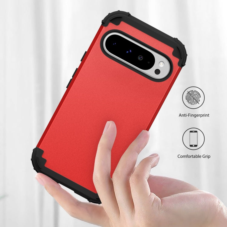 For Google Pixel 9 Pro XL 3 in 1 Silicone Hybrid PC Shockproof Phone Case(Red) by buy2fix