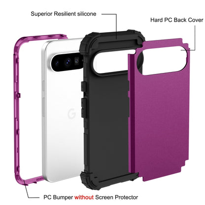 For Google Pixel 9 Pro XL 3 in 1 Silicone Hybrid PC Shockproof Phone Case(Dark Purple) by buy2fix