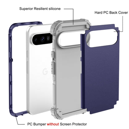 For Google Pixel 9 Pro XL 3 in 1 Silicone Hybrid PC Shockproof Phone Case(Blue) by buy2fix