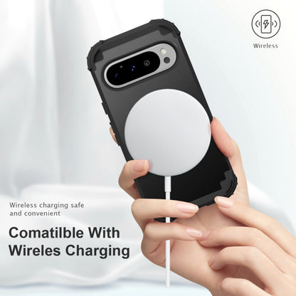 For Google Pixel 9 Pro 3 in 1 Silicone Hybrid PC Shockproof Phone Case(Black) by buy2fix